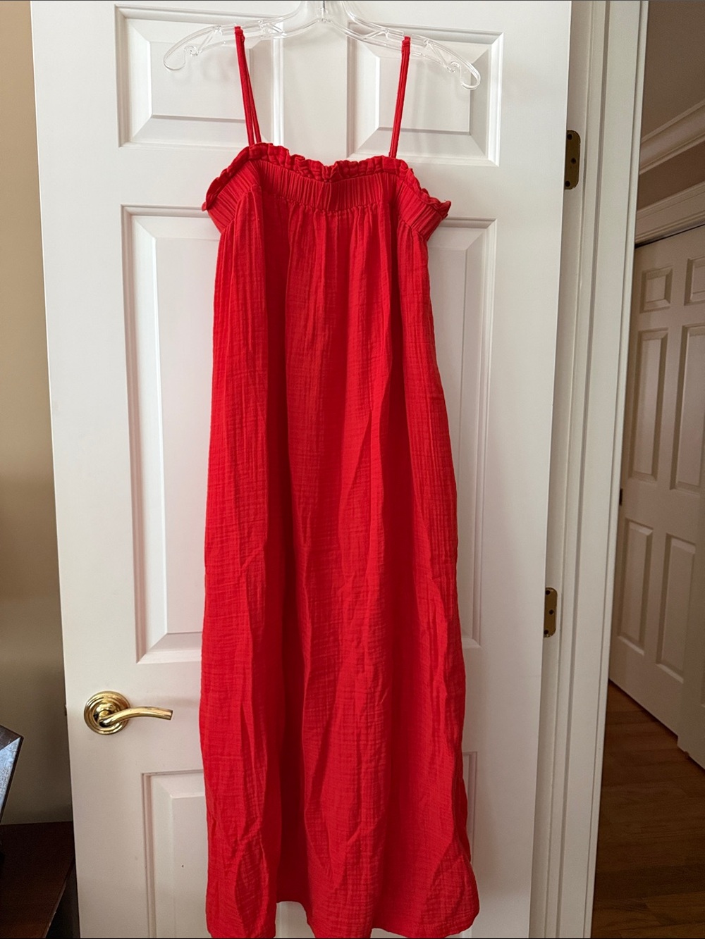 LOFT Red Spaghetti-Strap Maxi Dress / Beach Cover up with pockets
